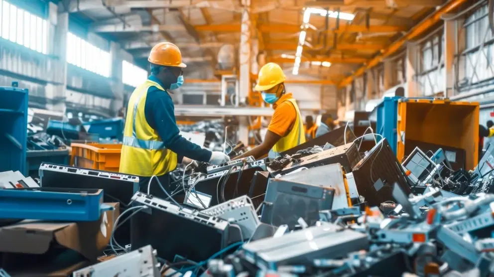 Equipe de reciclagem trabalhando